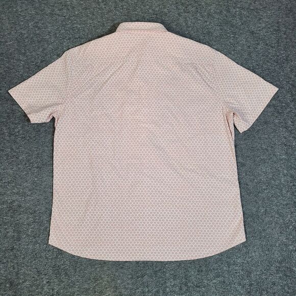 Faherty Playa Fish Scale Men's Short Sleeve Shirt Size XL Rose Geometric Patrern - Picture 2 of 11